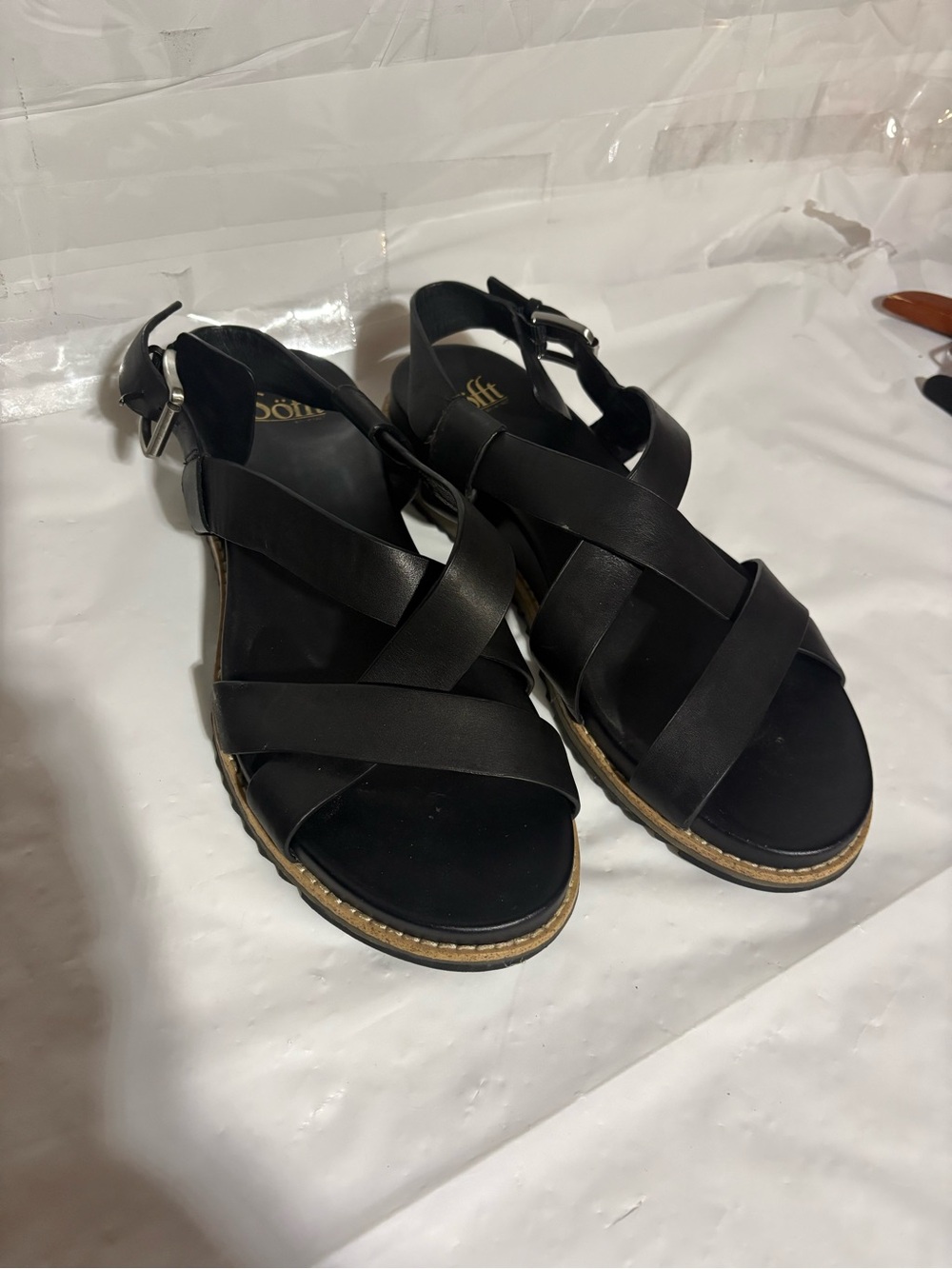 Sofft Black Crisscross Ankle Strap Sandals